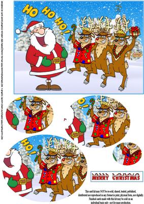 Ho Ho Ho Jolly Reindeer Oval Pyramid