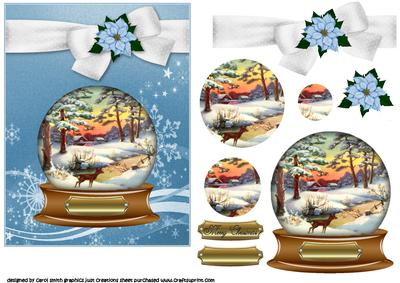 Christmas Snowglobe Scene Blue