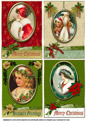 Selection of Four Vintage Christmas Medallion Toppers