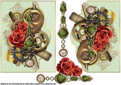 Steampunk Gems and Roses Cluster