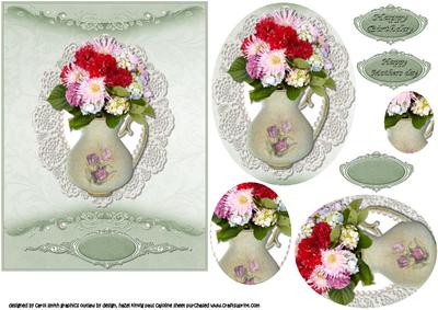 Antique Vase of Flowers Oval Pyramid
