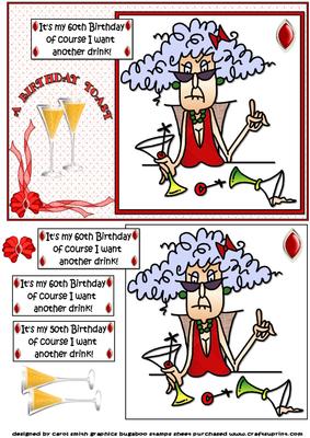 Stella's 60 and Wants a Drink Quick Card