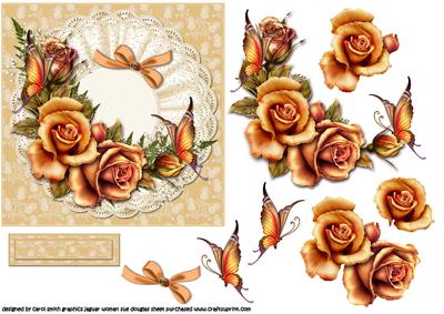 Burnised Roses and Butterflies Decoupage