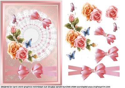 Shimmering Roses Butterflies and Bows