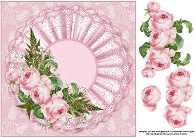 Pink Peony's Ruffles and Lace 8x8 Approx