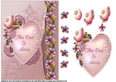 Valentine Pink Passion Flowers and Heart