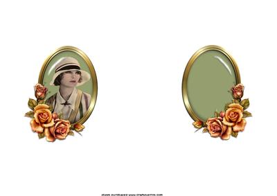 Portrait of a Vintage Lady with Roses Insert