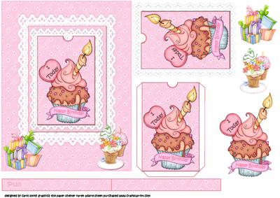 Girls 1st Birthday Gift Card Topper