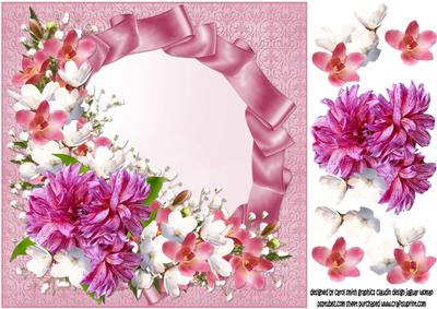 8x8 Ribbon Frame with Flowers