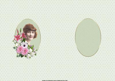 Portrait of a Vintage Lady with Pink Flowers Insert