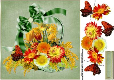 8x8 Basket of Flowers