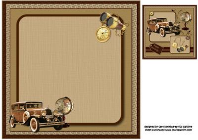 8x8 Vintage Car for Dad Insert Plate