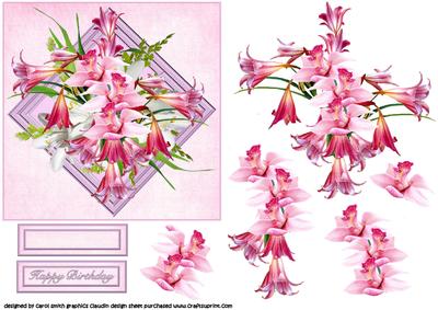 Succulent Pink Floral Decoupage Sheet