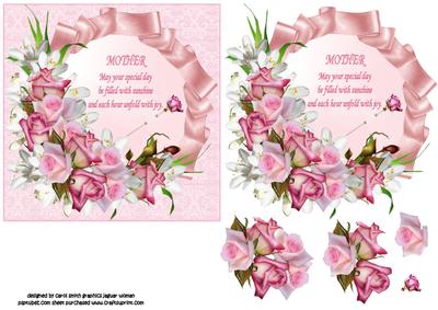 Pink Roses for Mother Quick Card