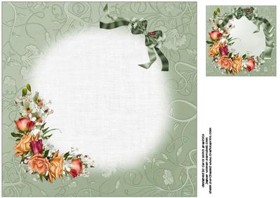 8x8 Joy of Roses on Green Satin Ruffle Insert Plate