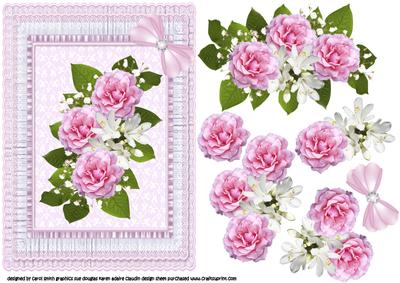 Double Ruffle Lace Frame with Pink Flowers