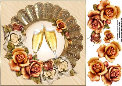 8x8 Golden Roses Golden Anniversary