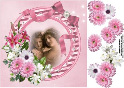 8x8 Vintage Mother and Child with Pink Floral Spray