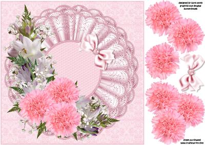 8x8 Pink Carnations with Hostas