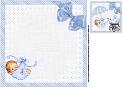 8x8 New Baby Boy Insert Plate