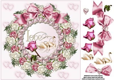 8x8 Love Swans with Roses