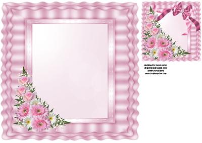 8x8 Delicate Pink Florals on Satin Ribbon Frame Insert Plate