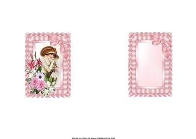 Vintage Girl with Pink Floral Spray Insert