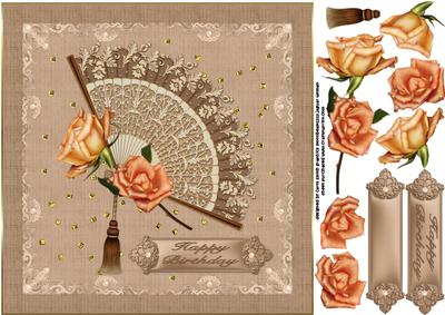 8x8 Lace Fan with Roses