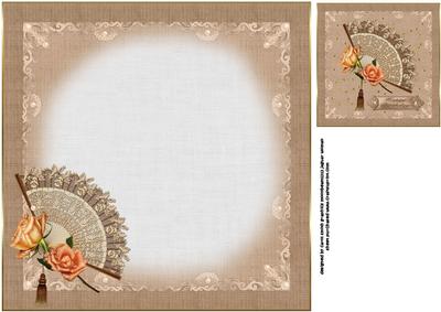 8x8 Lace Fan with Roses Insert Plate