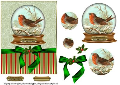 The Vintage Christmas Robin Snowglobe