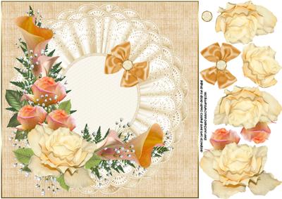 8x8 Ivory and Peach Floral