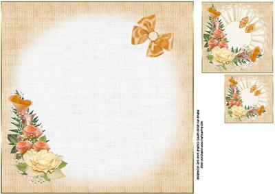 8x8 Ivory and Peach Floral Insert Plate