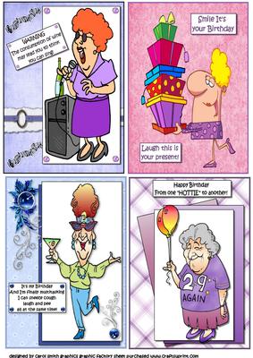 Selection of Four Humourous Toppers for the Ladies