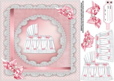 8x8 New Baby Girl with Lace and Pearls