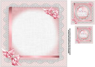 8x8 New Baby Girl with Lace and Pearls Insert Plate