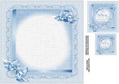 8x8 New Baby Boy with Lace and Pearls Insert Plate