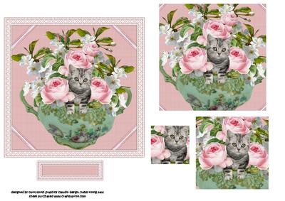 The Pink Peonies and Cheeky Kitten