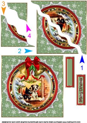 Vintage Christmas Dogs Side Stacker