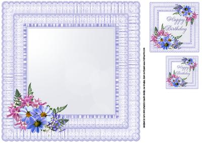 8x8 Lavender Birthday on Double Ruffle Frame Insert Plate