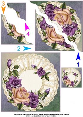 Vintage Roses on Tripple Ruffle Mat Side Stacker