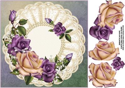 8x8 Vintage Roses on Tripple Ruffle Mat