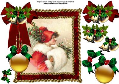8x8 Vintage Christmas Lady in Luxury Frame