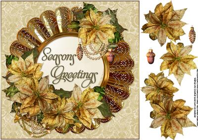 8x8 Gold Christmas Flowers