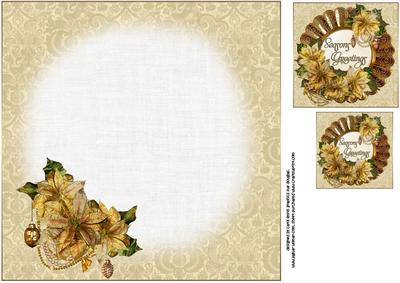 8x8 Gold Christmas Flowers Insert Plate