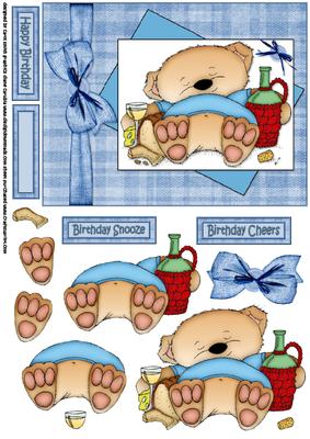 Birthday Snooze Decoupage