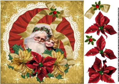 8x8 Vintage Santa and Girl