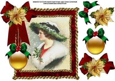 8x8 Vintage Christmas Lady in Luxury Frame