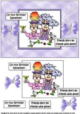 Stella and Edna Wine Together Quick Card