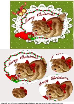 Christmas Kitty Green Oval Pyramid