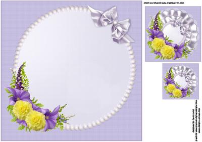 8x8 Lavender and Yellow Floral Spray Insert Plate